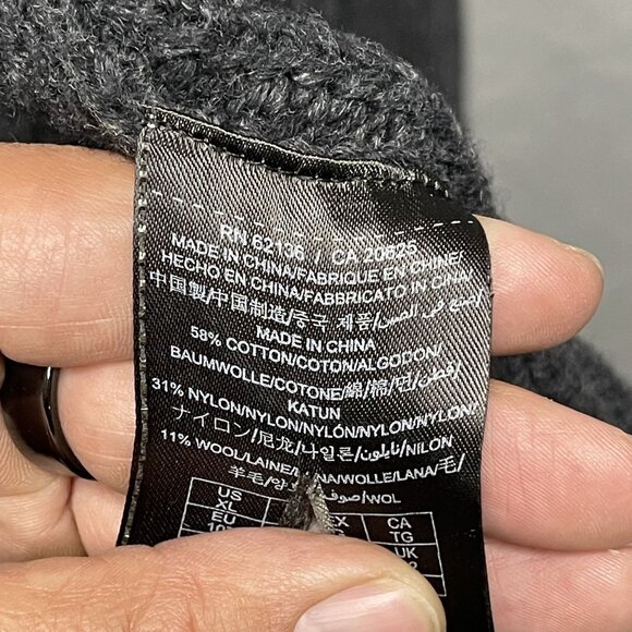 Chunky Guess Wool Blend Heavyweight Zip-Up Cardigan Sweater Black Gray XL - Picture 8 of 10